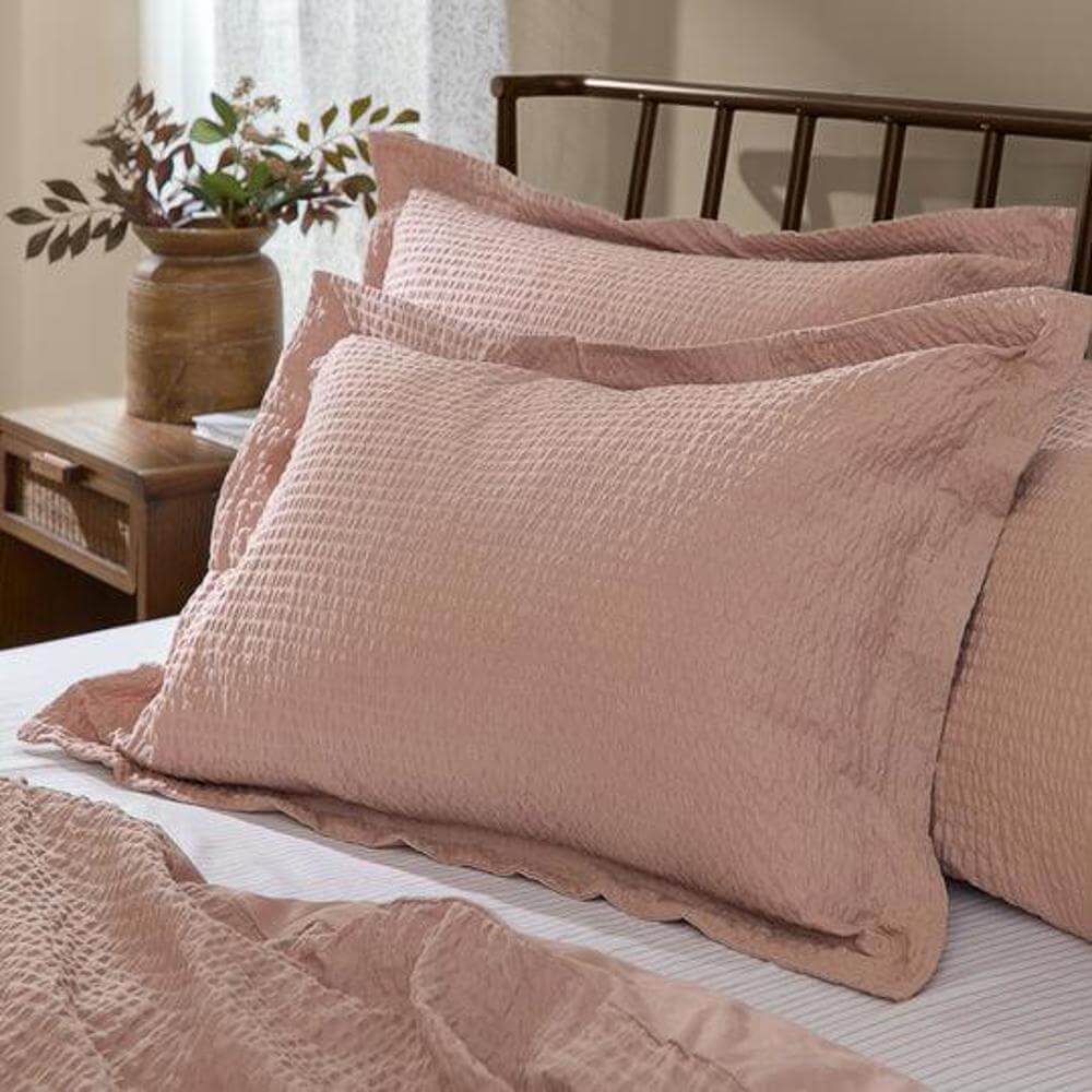 Yard Hebden Relaxed Seersucker Pillowcase Pair Cotta